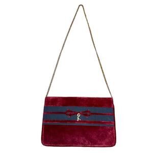 Roberta di Camerino Women’s Red Black Velvet Clutch Purse Evening Bag